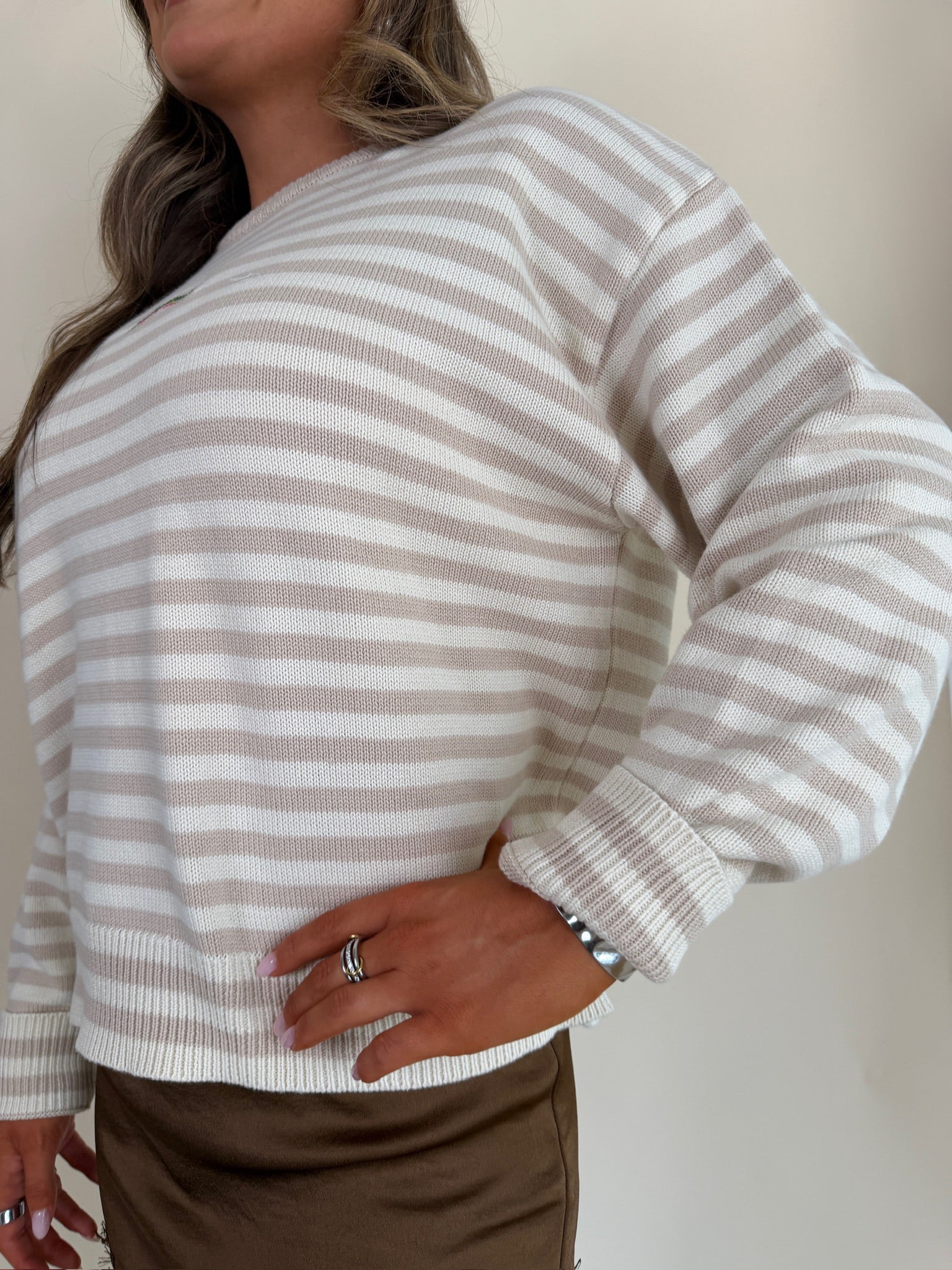 Striped Fish Graphic Sweater