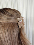 Beige Teddy Bear Claw Clip