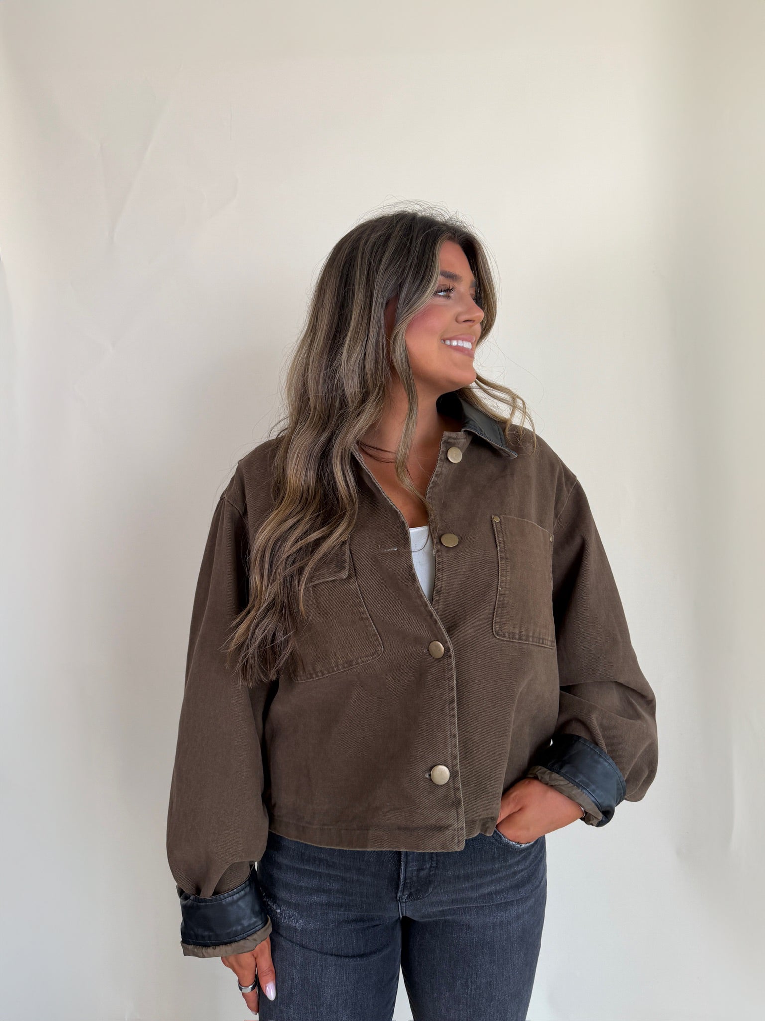 Jacket with Leather Trim