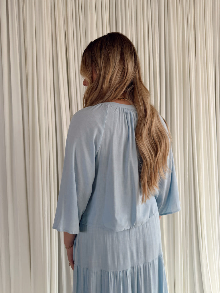 3/4 Sleeved Tie Front Top