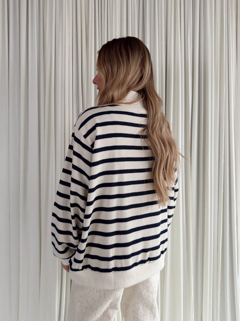 Ribbed Striped Oversized Top