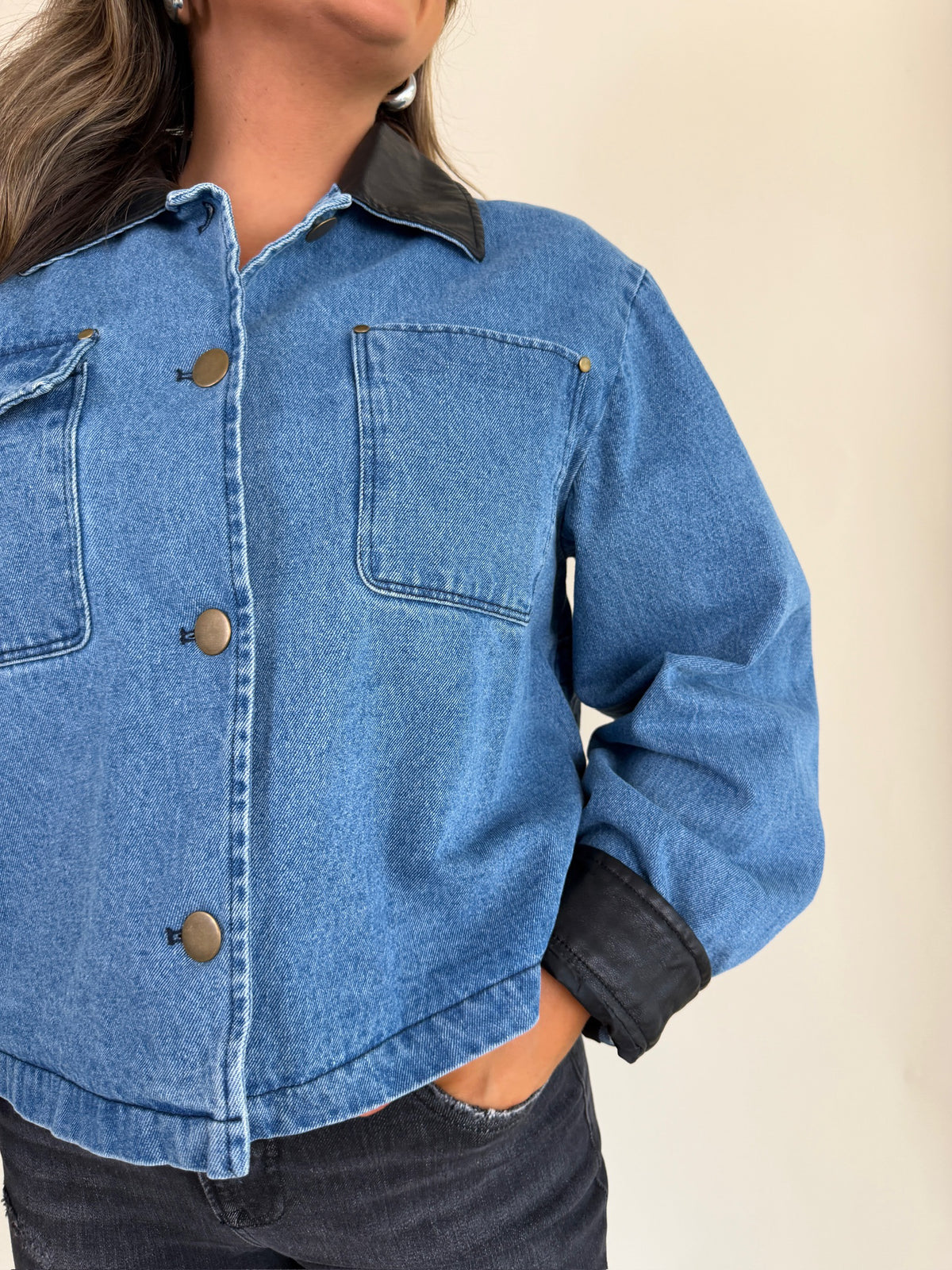 Jacket with Leather Trim