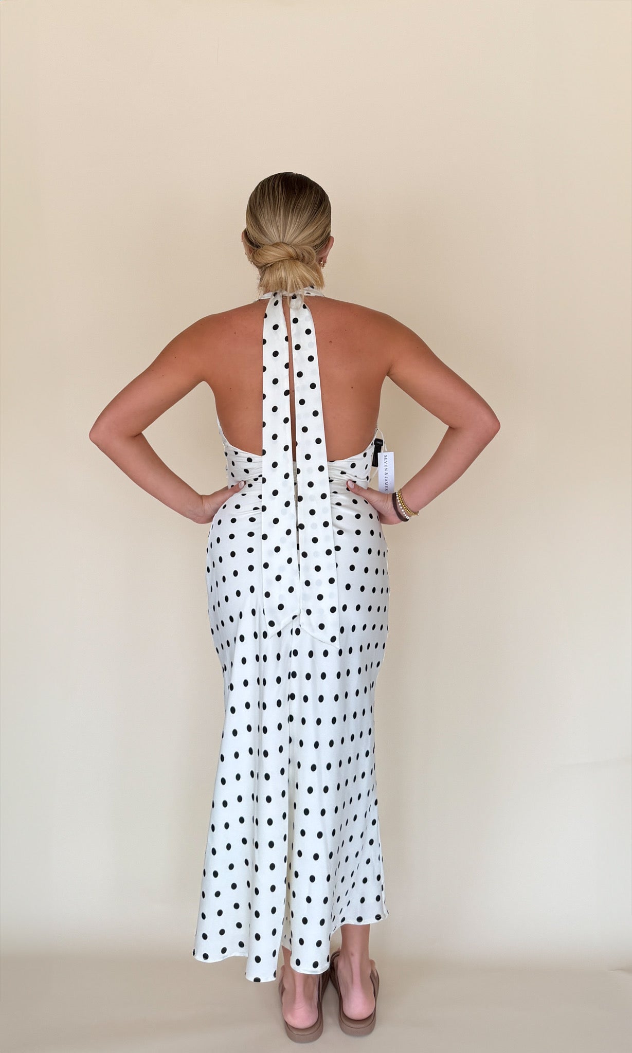 Halter Satin Midi Dress
