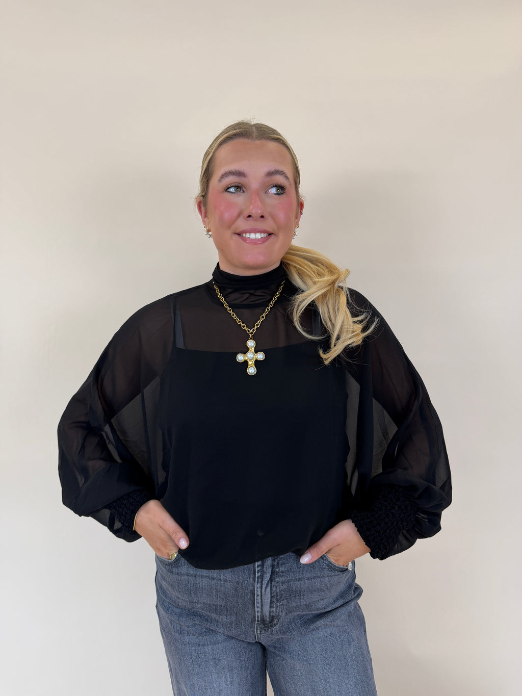 Mock Neck Layering Top