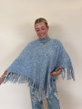 Fringe Turtleneck Sweater Poncho