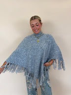 Fringe Turtleneck Sweater Poncho