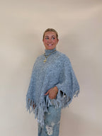 Fringe Turtleneck Sweater Poncho