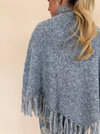 Fringe Turtleneck Sweater Poncho