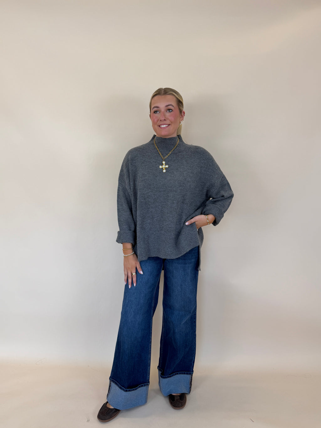 Mock Neck Sweater Top