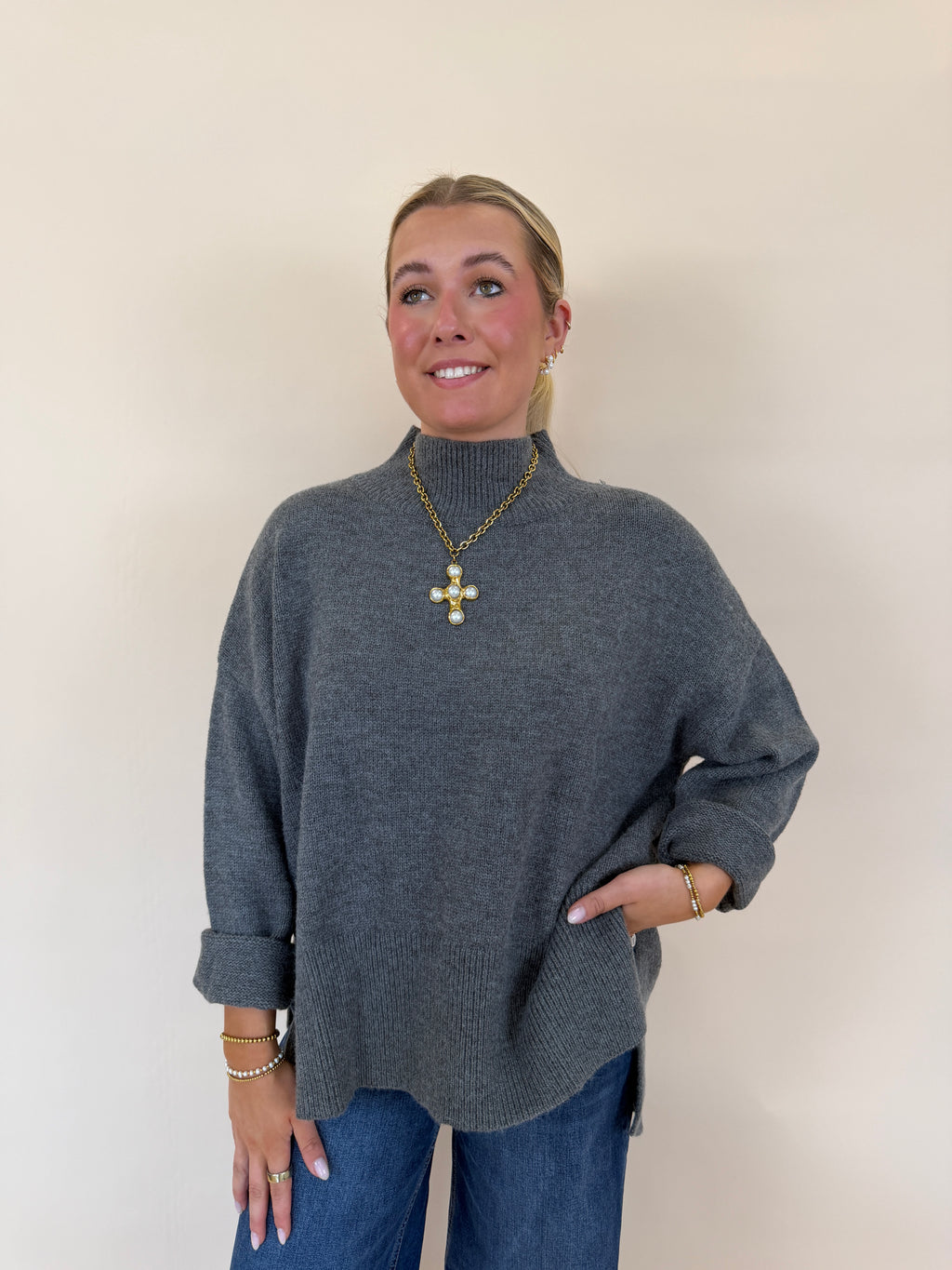 Mock Neck Sweater Top