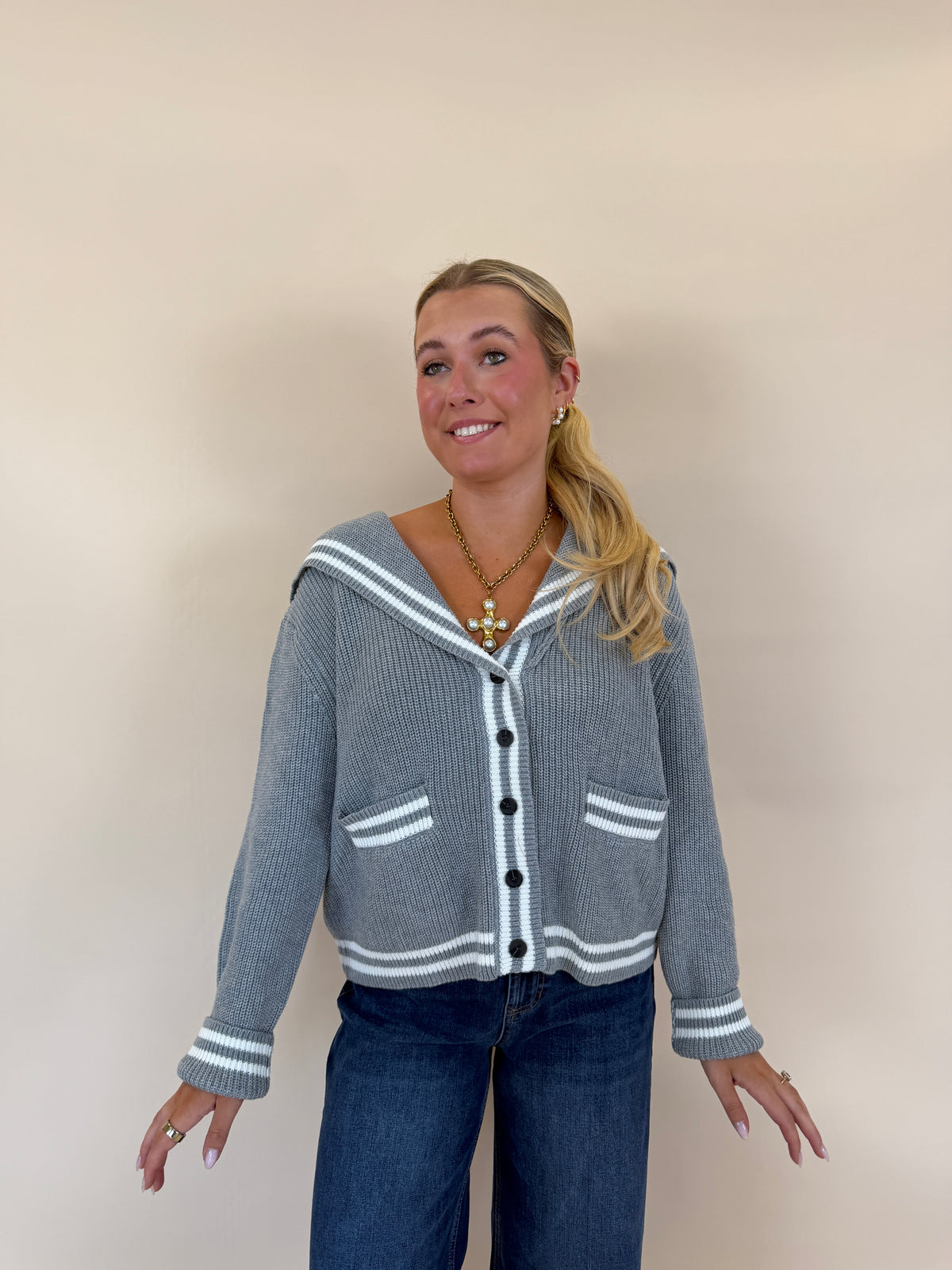 Sailor Collar Sweater Cardigan