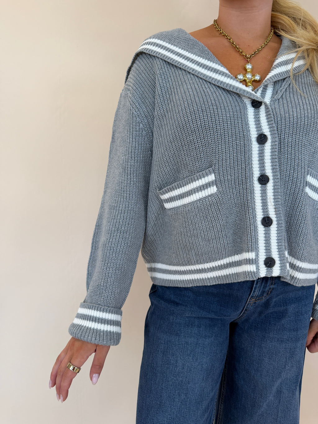 Sailor Collar Sweater Cardigan