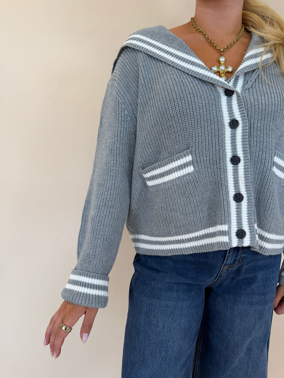 Sailor Collar Sweater Cardigan
