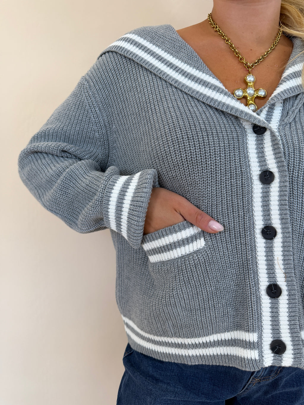 Sailor Collar Sweater Cardigan
