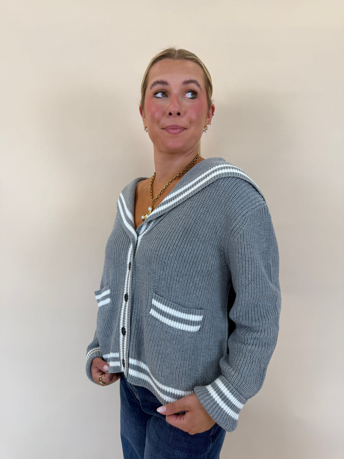 Sailor Collar Sweater Cardigan