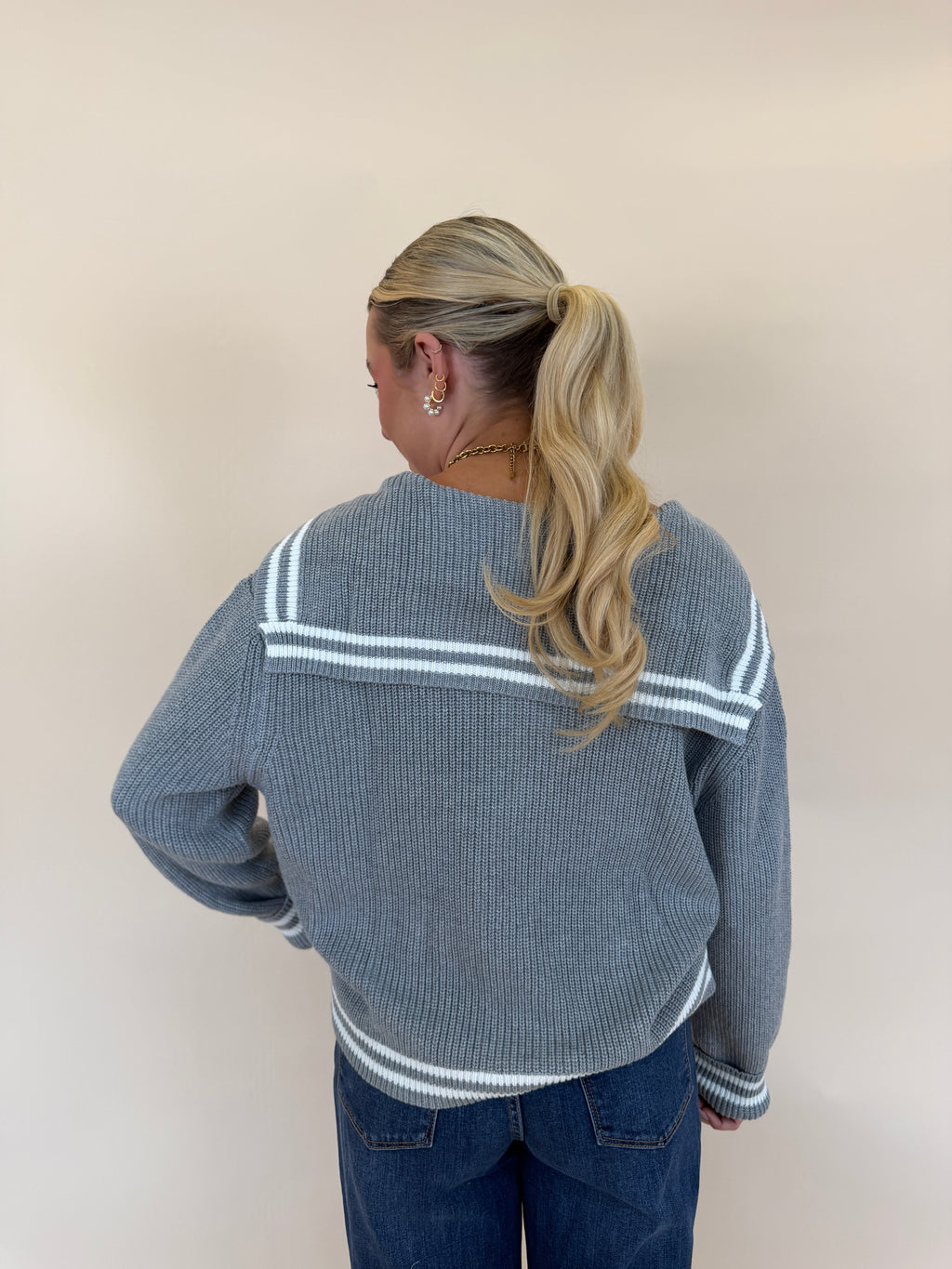 Sailor Collar Sweater Cardigan