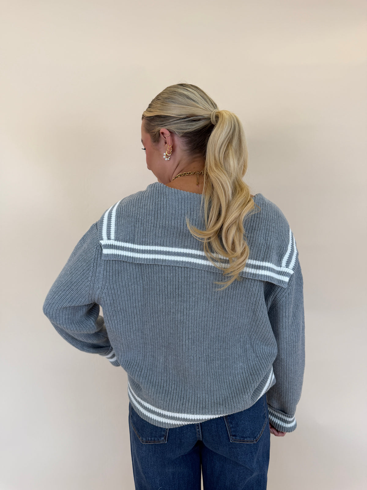 Sailor Collar Sweater Cardigan