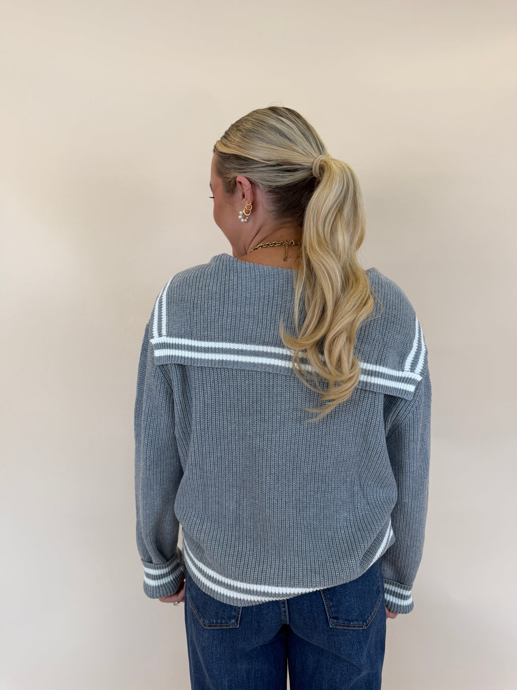 Sailor Collar Sweater Cardigan