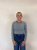 Striped Crew Neck Long Sleeve Knit Top