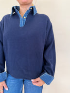 Collared Denim Sweater
