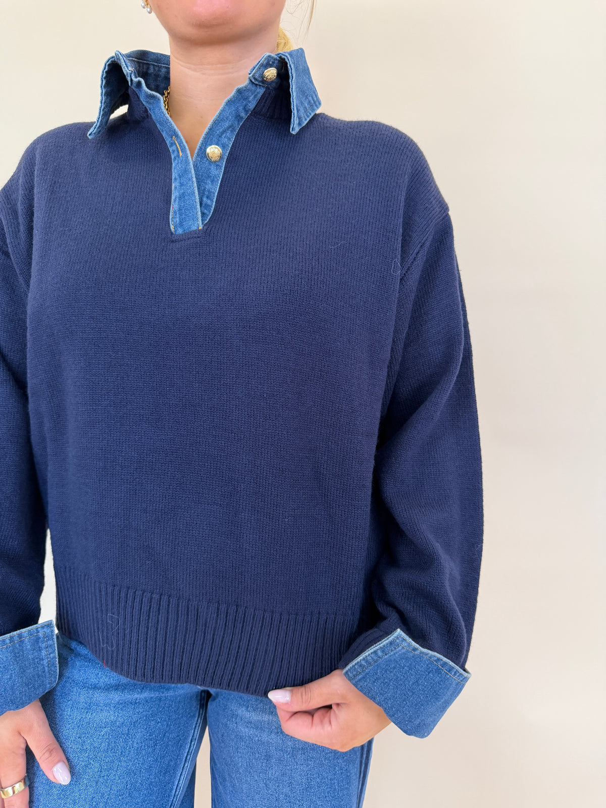 Collared Denim Sweater