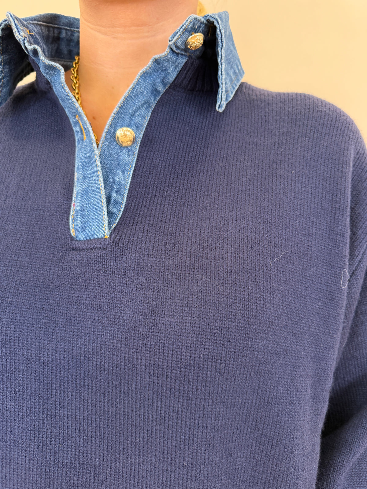 Collared Denim Sweater