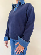 Collared Denim Sweater