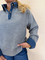 Collared Denim Sweater