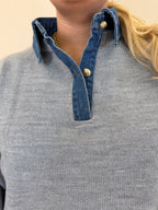 Collared Denim Sweater