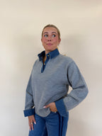 Collared Denim Sweater