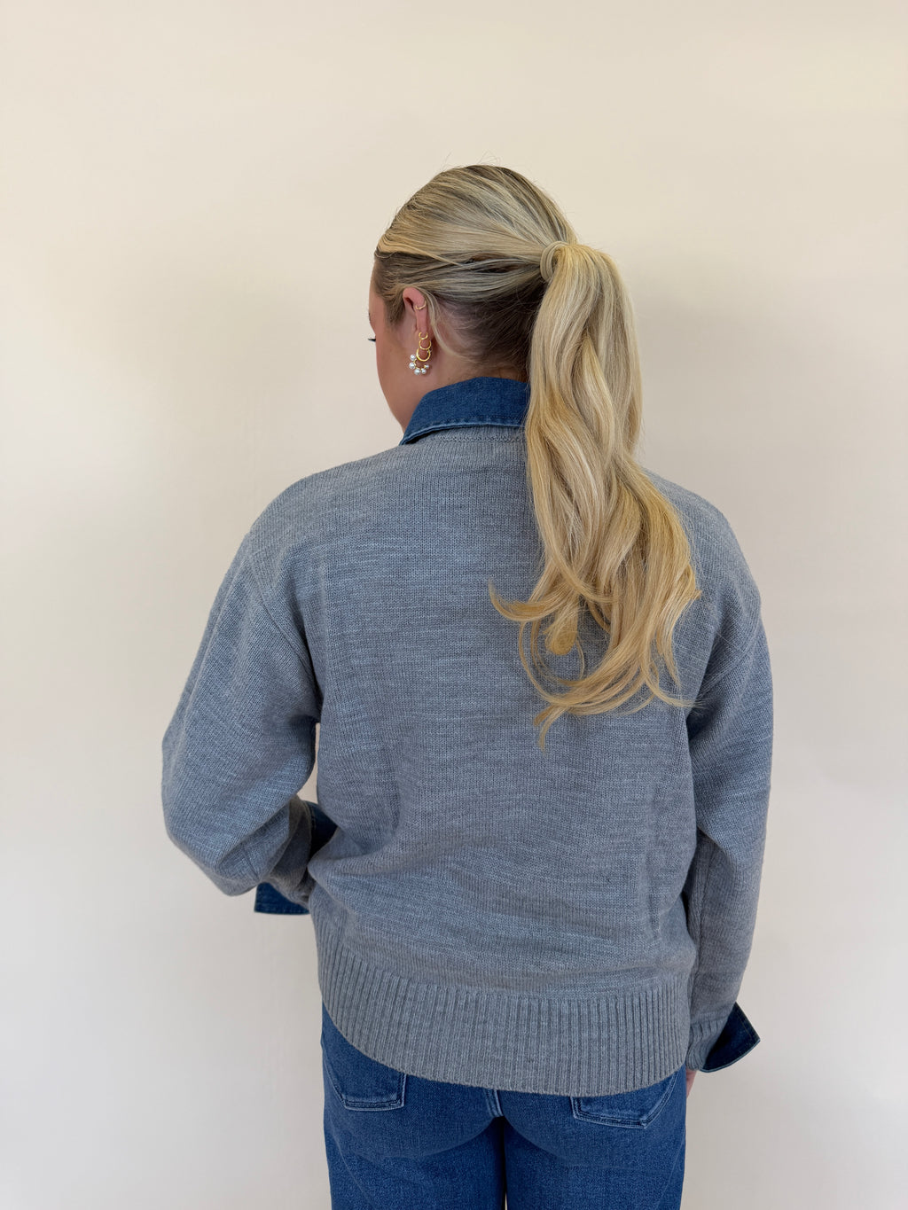 Collared Denim Sweater