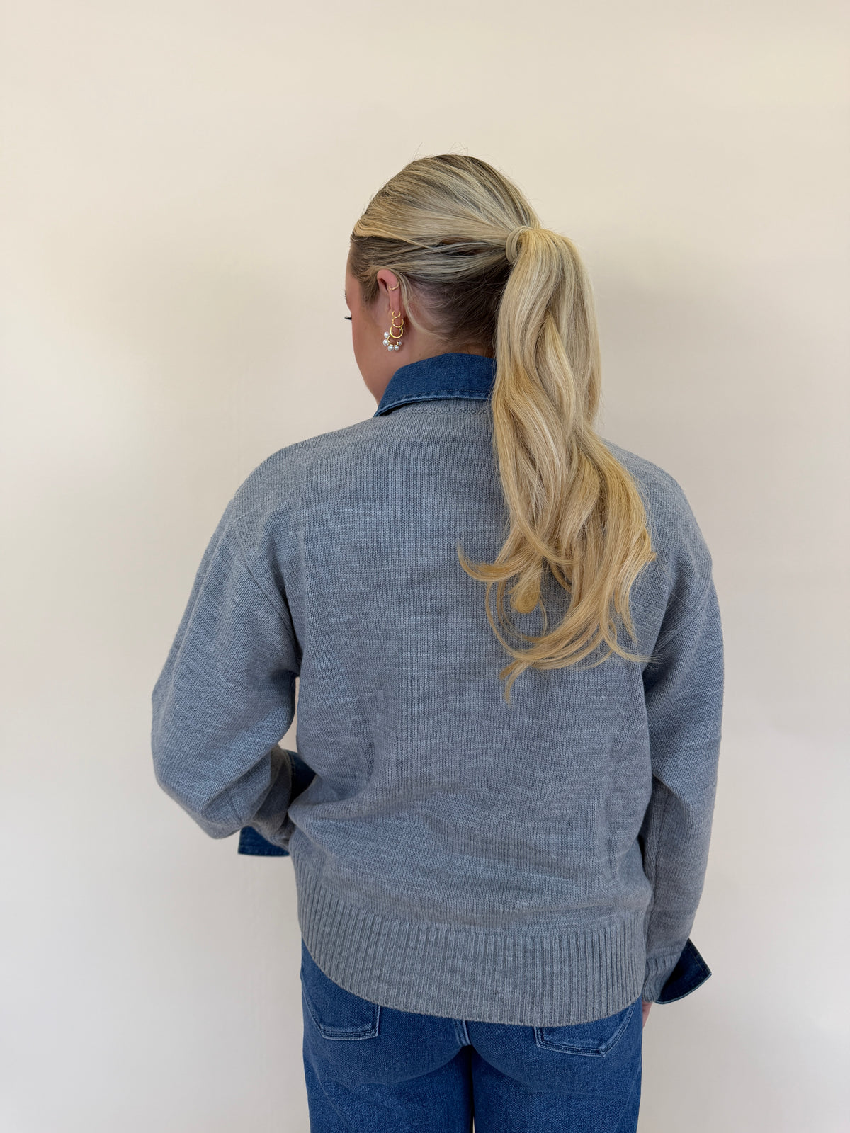 Collared Denim Sweater