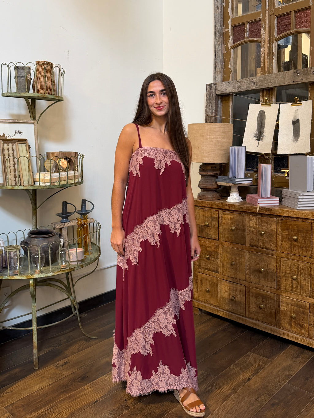 Lace Trim Detail Maxi Dress