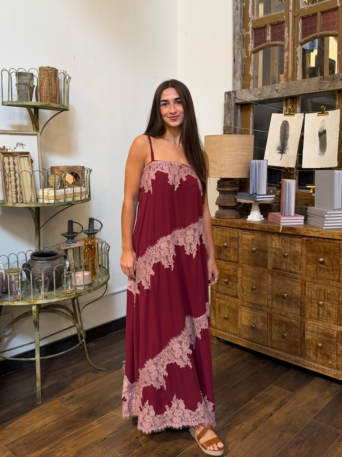 Lace Trim Detail Maxi Dress
