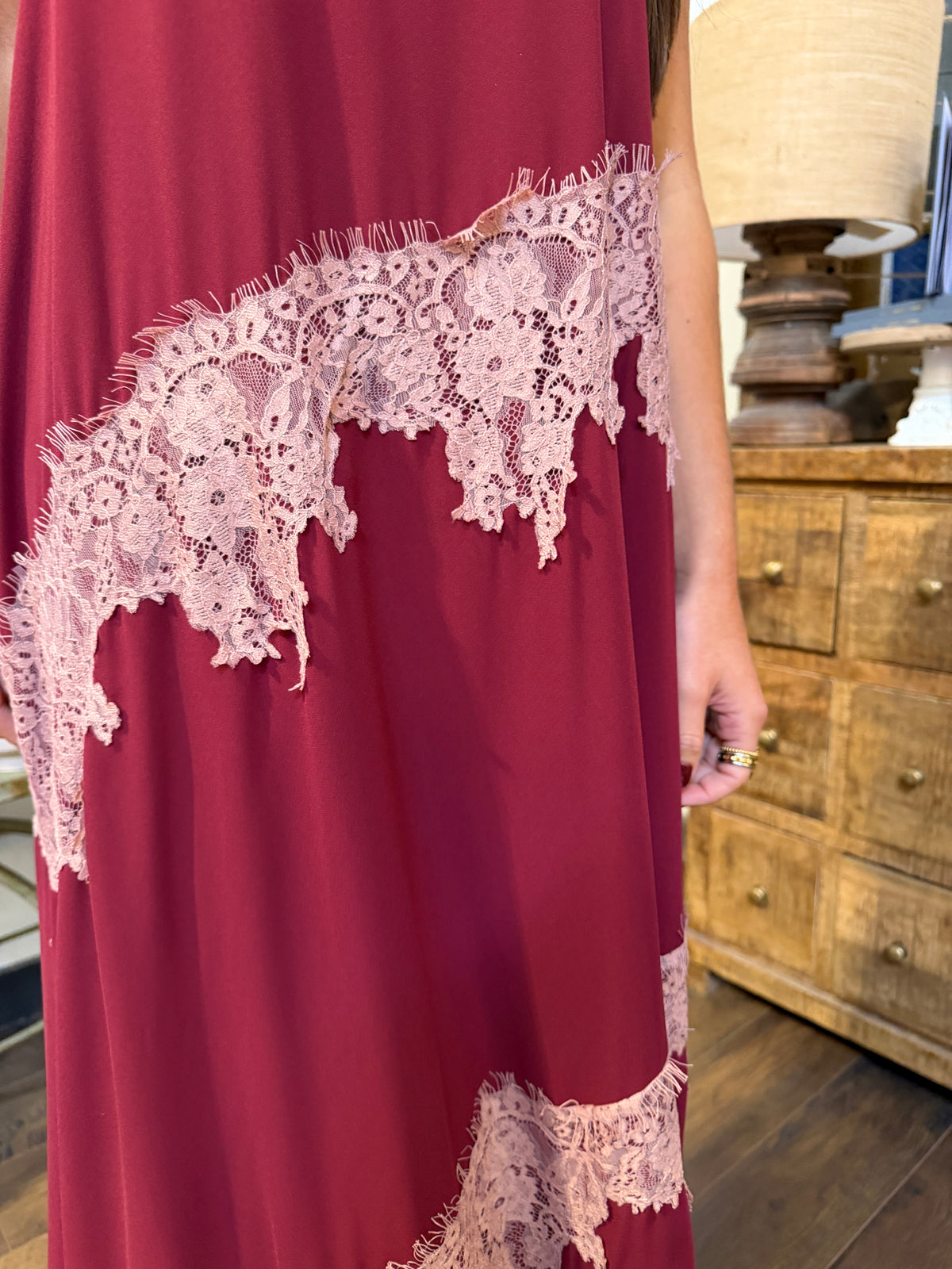 Lace Trim Detail Maxi Dress