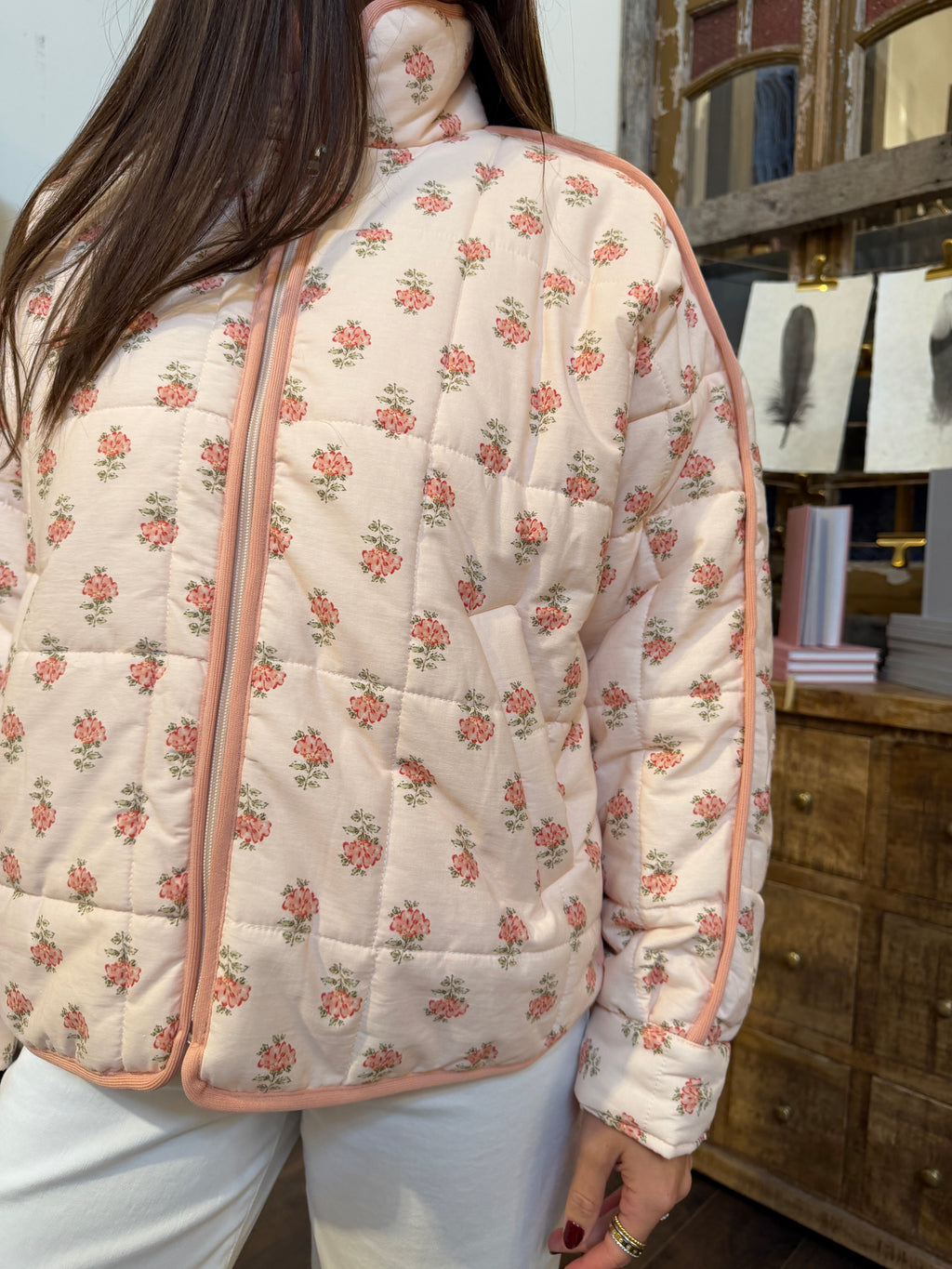 Quilted Puffer Floral Jacket