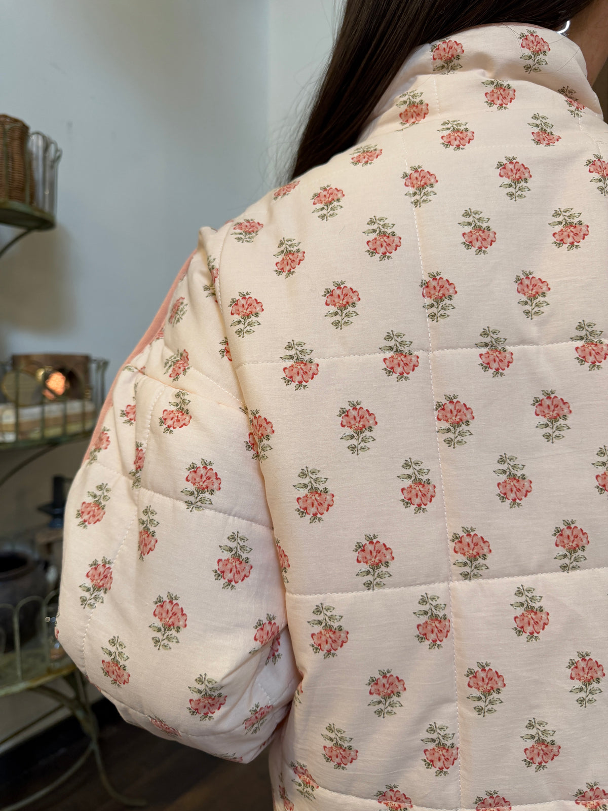 Quilted Puffer Floral Jacket