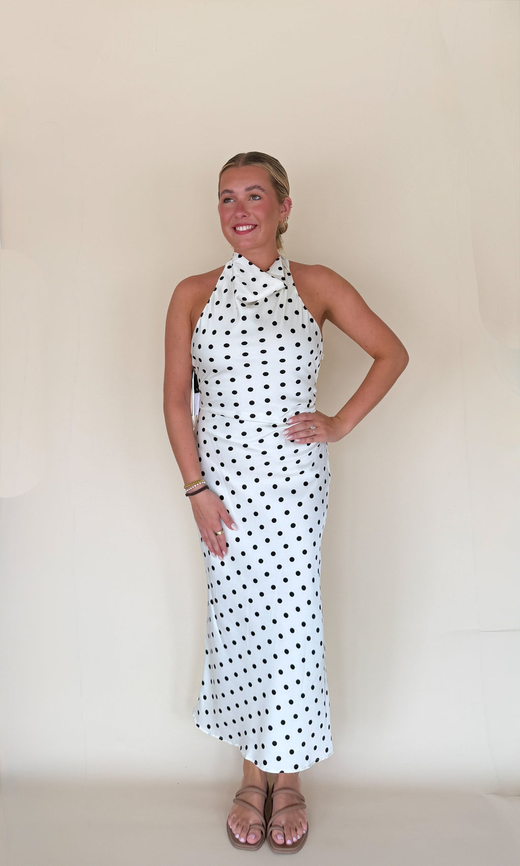 Halter Satin Midi Dress