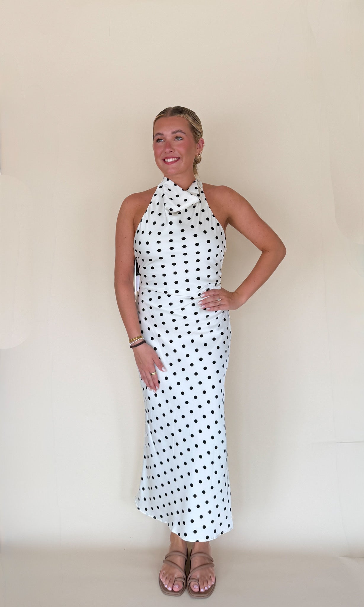 Halter Satin Midi Dress