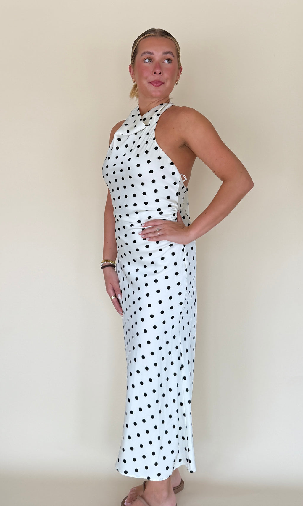Halter Satin Midi Dress