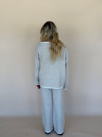 One-Shoulder Contrast Trim Knit Sweater