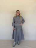 Gingham Midi Drop Waist Skirt