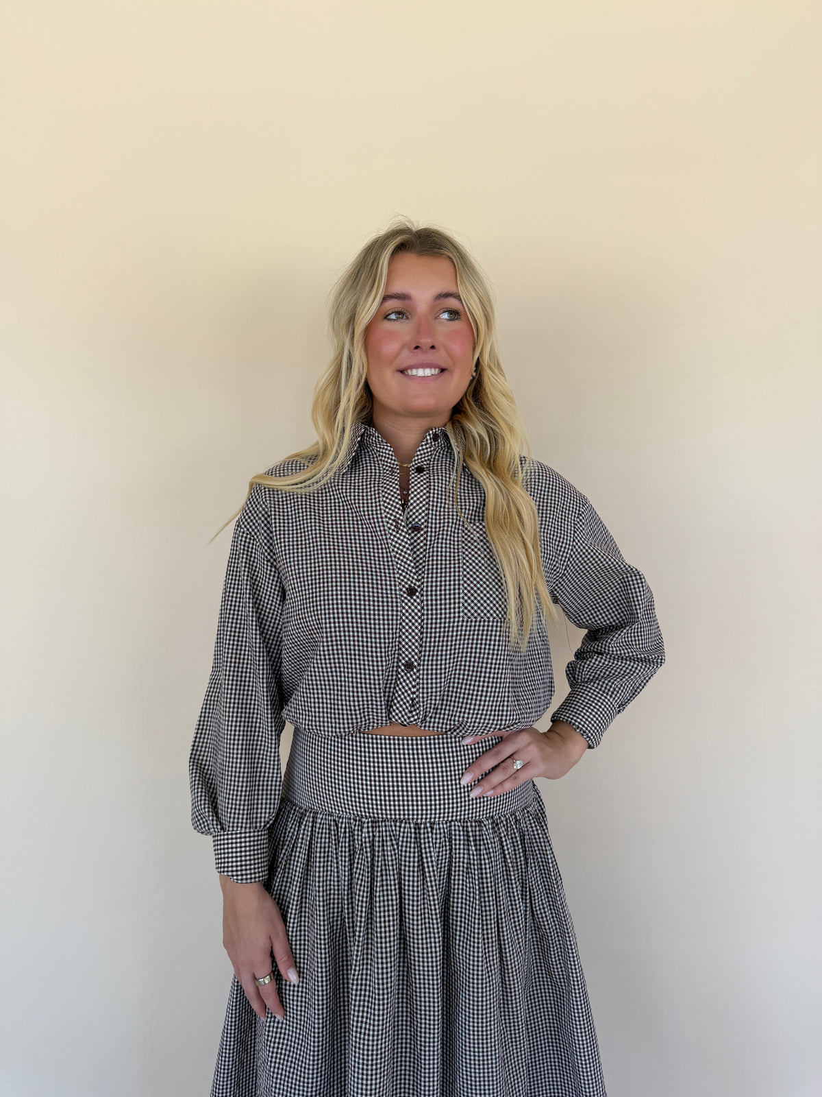 Gingham Button Down Balloon Shirt