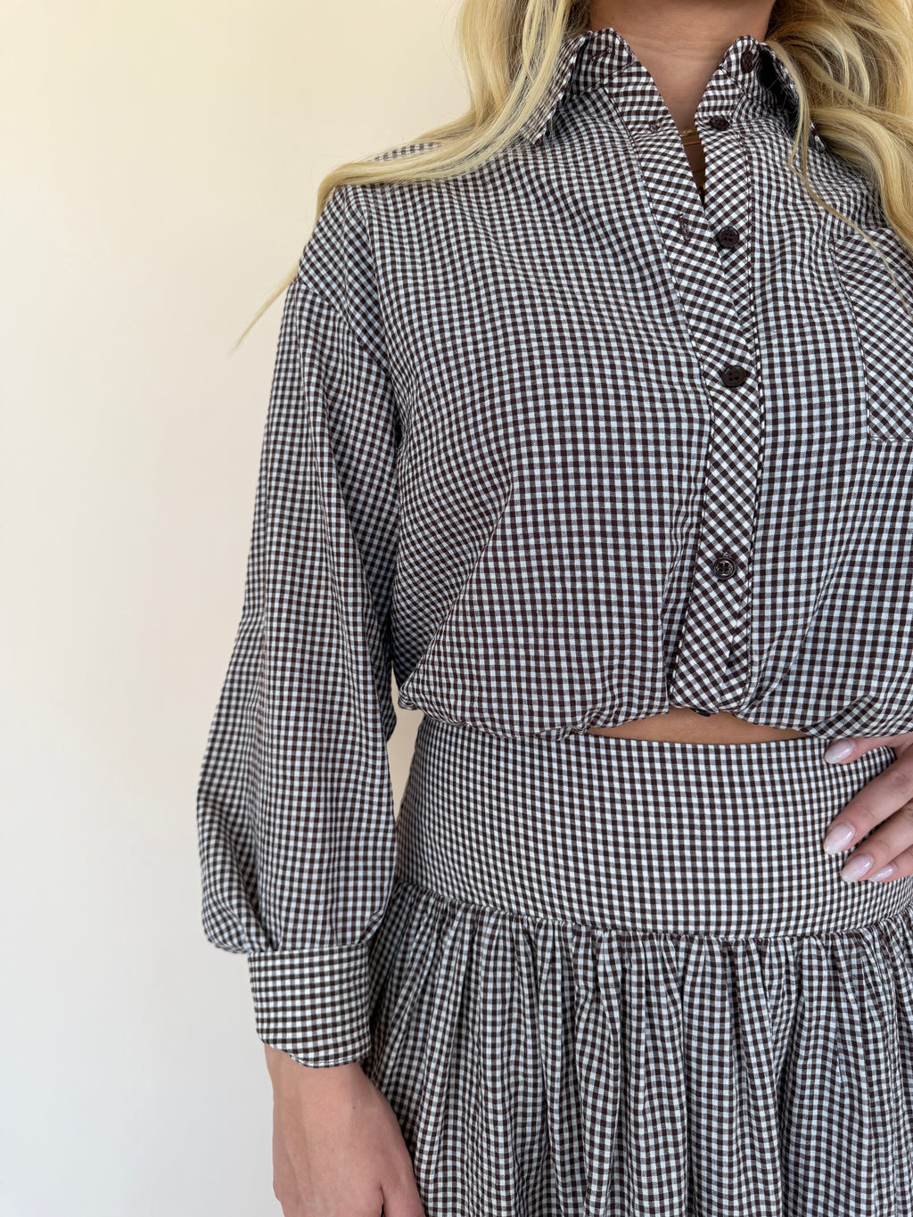 Gingham Button Down Balloon Shirt