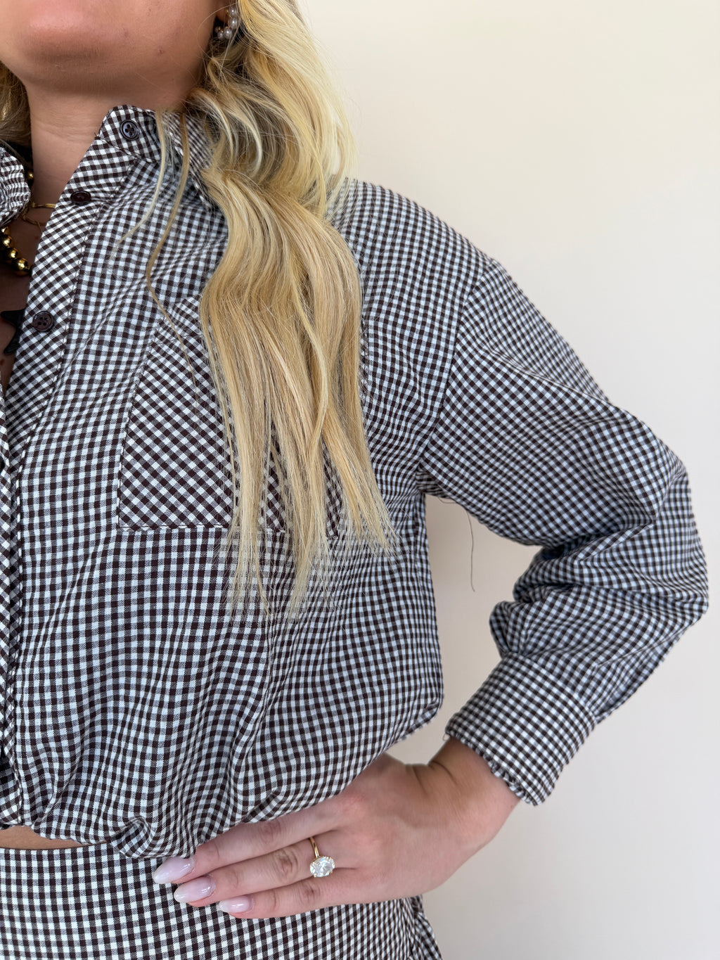 Gingham Button Down Balloon Shirt