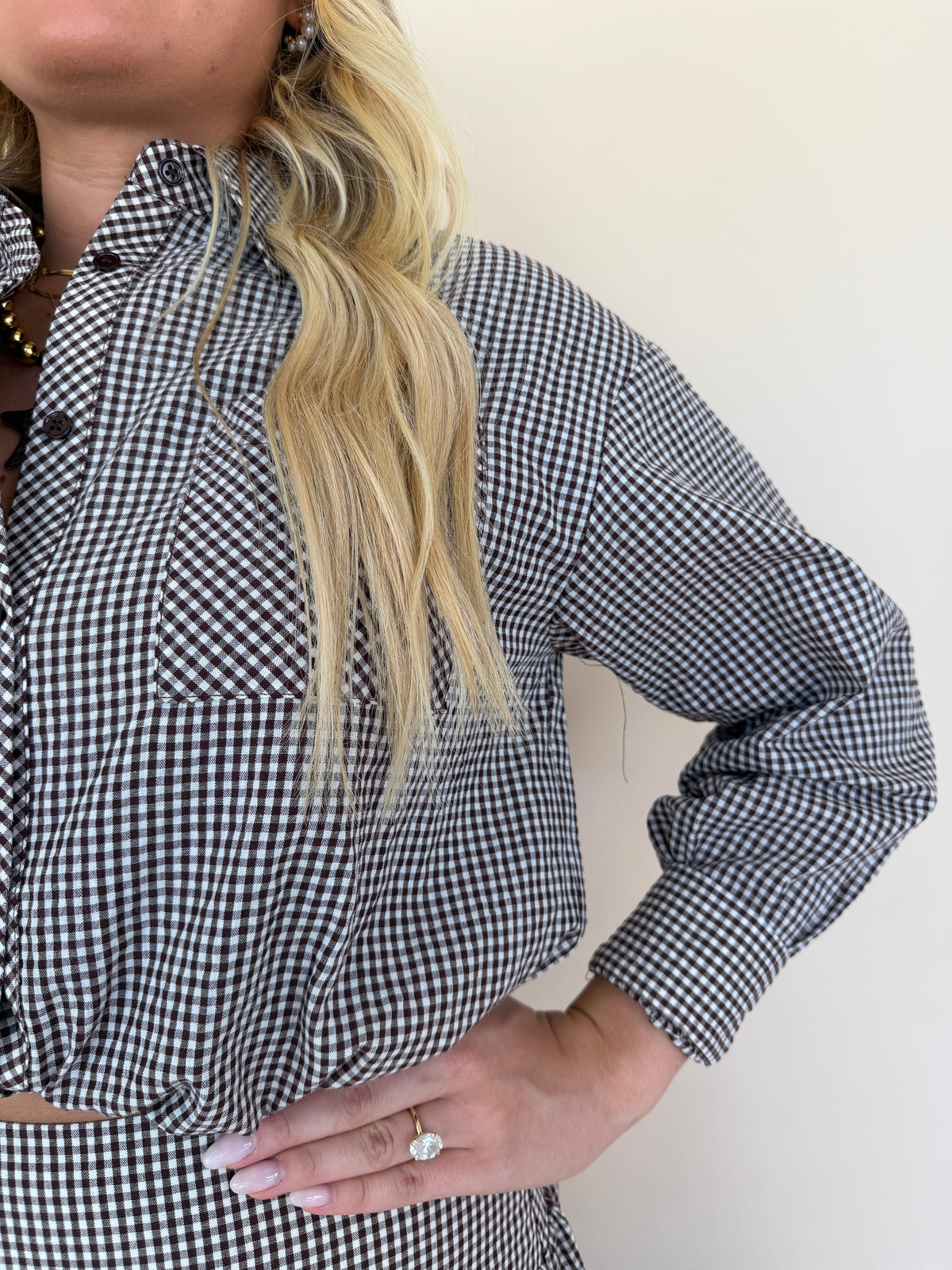 Gingham Button Down Balloon Shirt