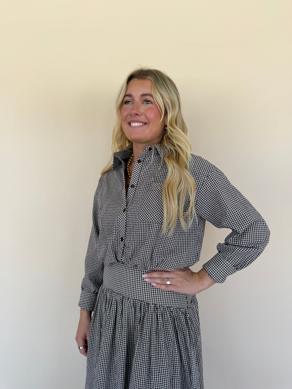 Gingham Button Down Balloon Shirt