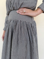 Gingham Midi Drop Waist Skirt