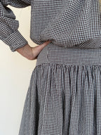 Gingham Midi Drop Waist Skirt