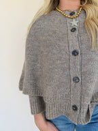 Button Cape Cardigan Sweater